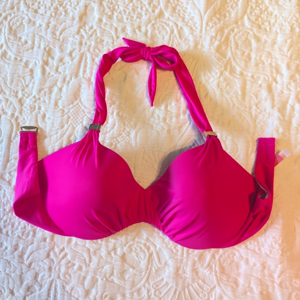 Victoria Secret hot pink halter bikini and two different style bottoms